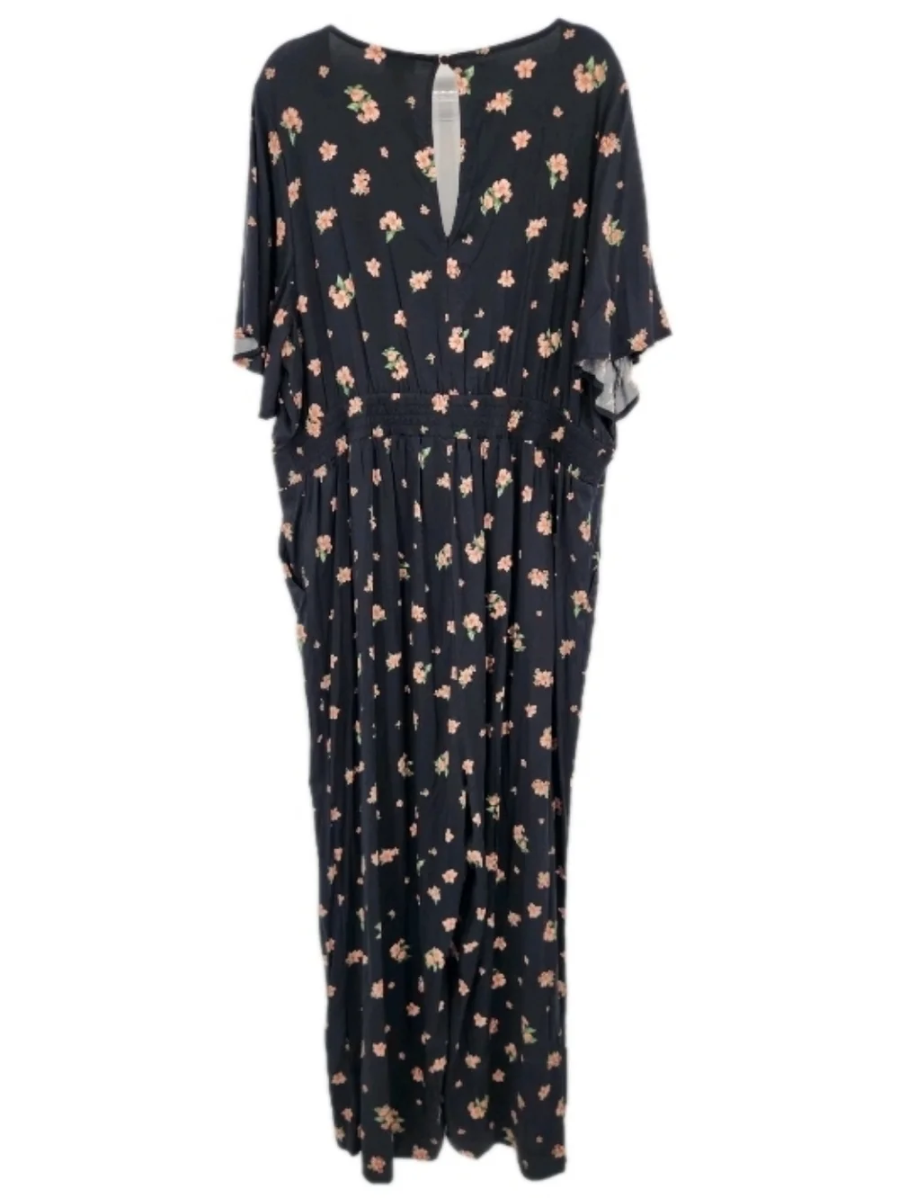 Torrid Stretch Challis Flutter Sleeve Jumpsuit Womens Size 3X Black Floral